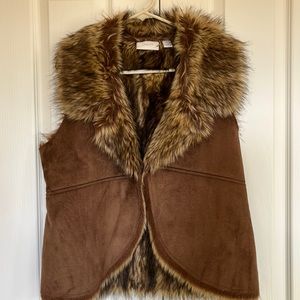Chico’s brown suede jacket with faux fur lining, Size 1